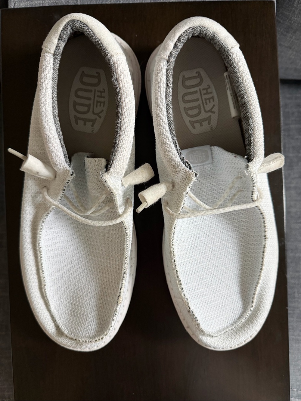 Hey Dude Men's White Canvas Lightweight Slip-On Loafers